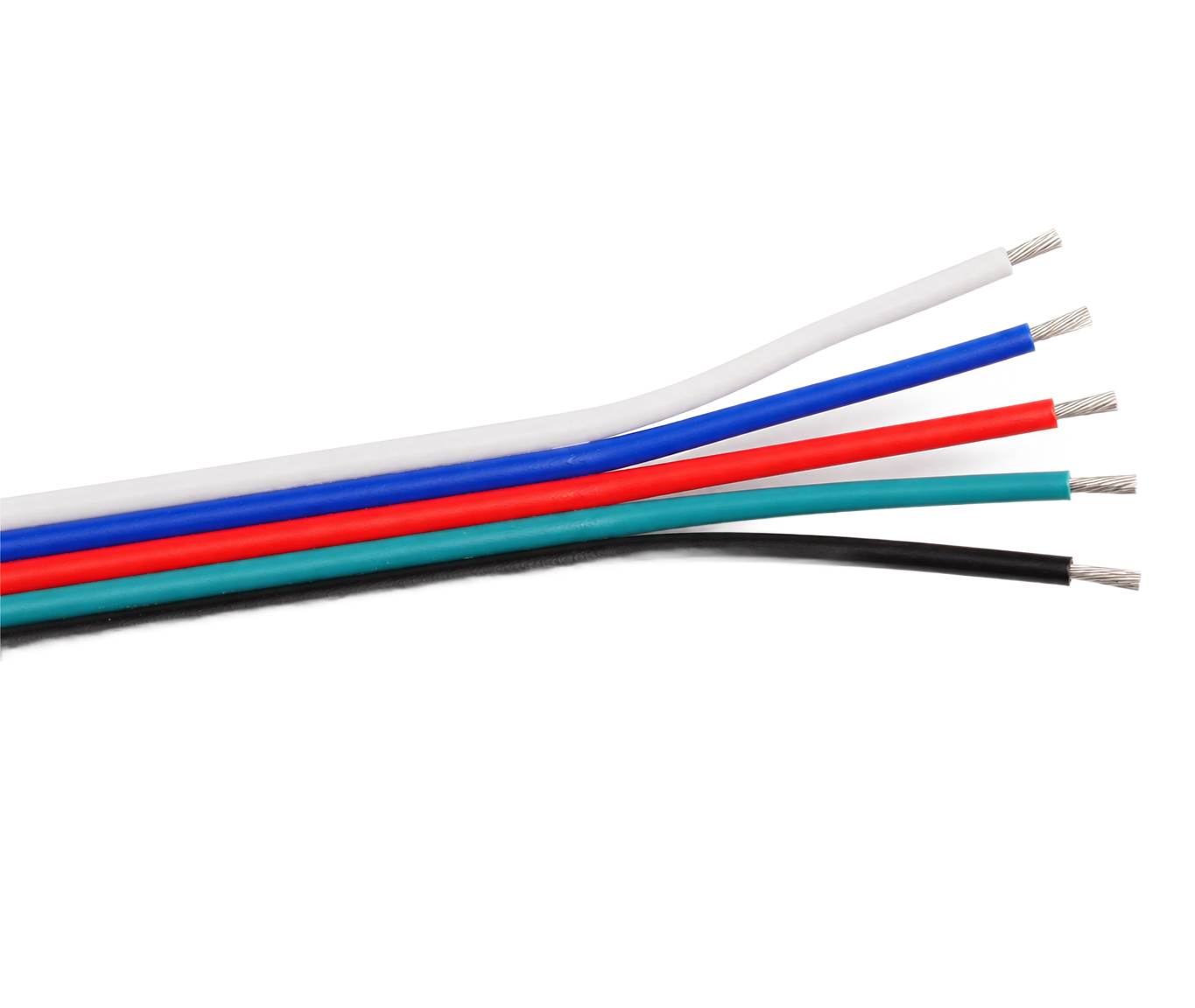 Plochý pětižilový kabel RGBW s barevně odlišenými žilami